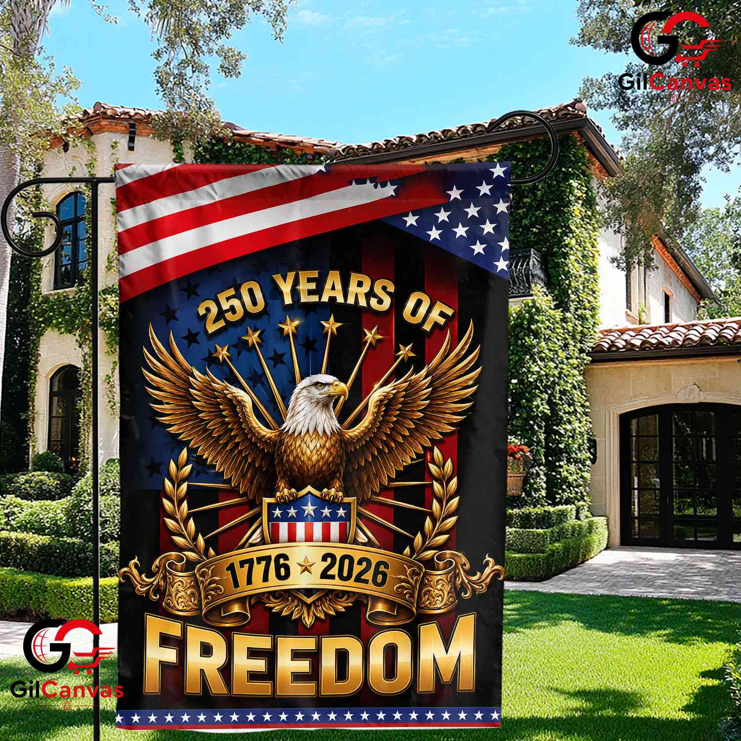 250 Years of Freedom Eagle Yard Patriotic American Eagle Garden Flag Banner