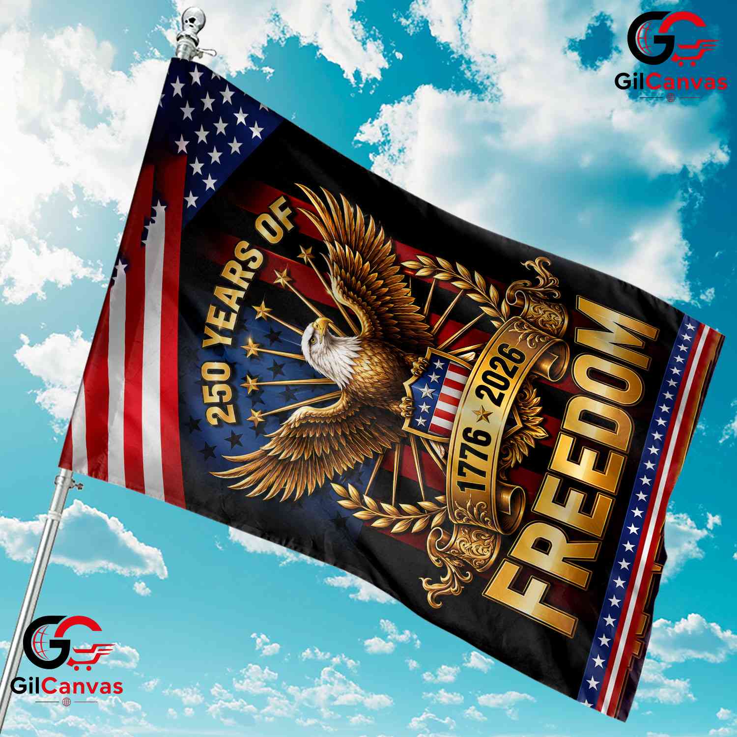 250 Years of Freedom Eagle Yard Patriotic American Eagle Garden Flag Banner