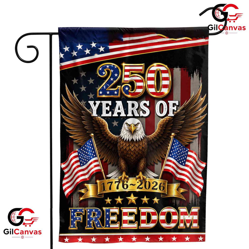 250 Years of Freedom Patriotic Eagle Garden Flag Banner 1776-2026 US Decor
