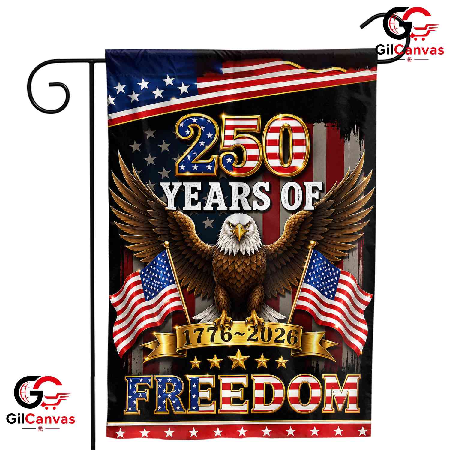 250 Years of Freedom Patriotic Eagle Garden Flag Banner 1776-2026 US Decor