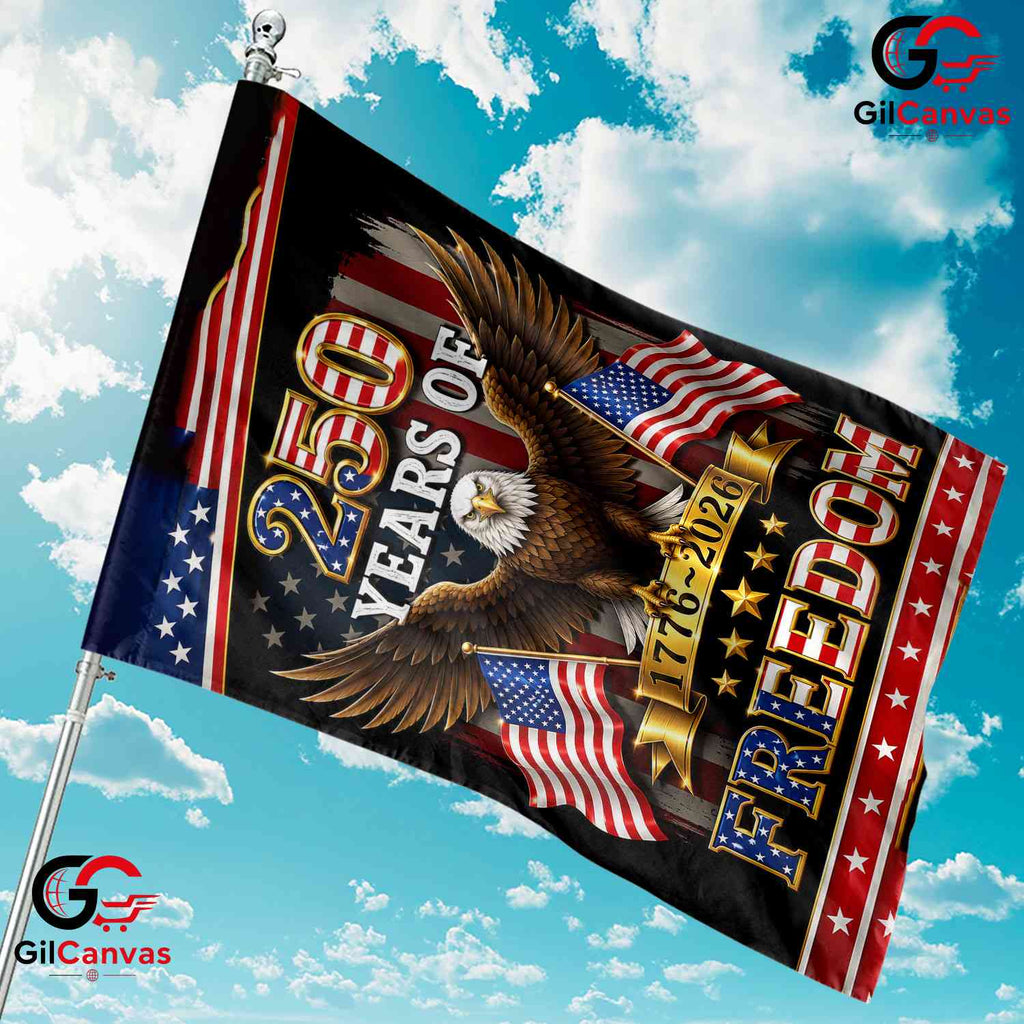 250 Years of Freedom Patriotic Eagle Garden Flag Banner 1776-2026 US Decor
