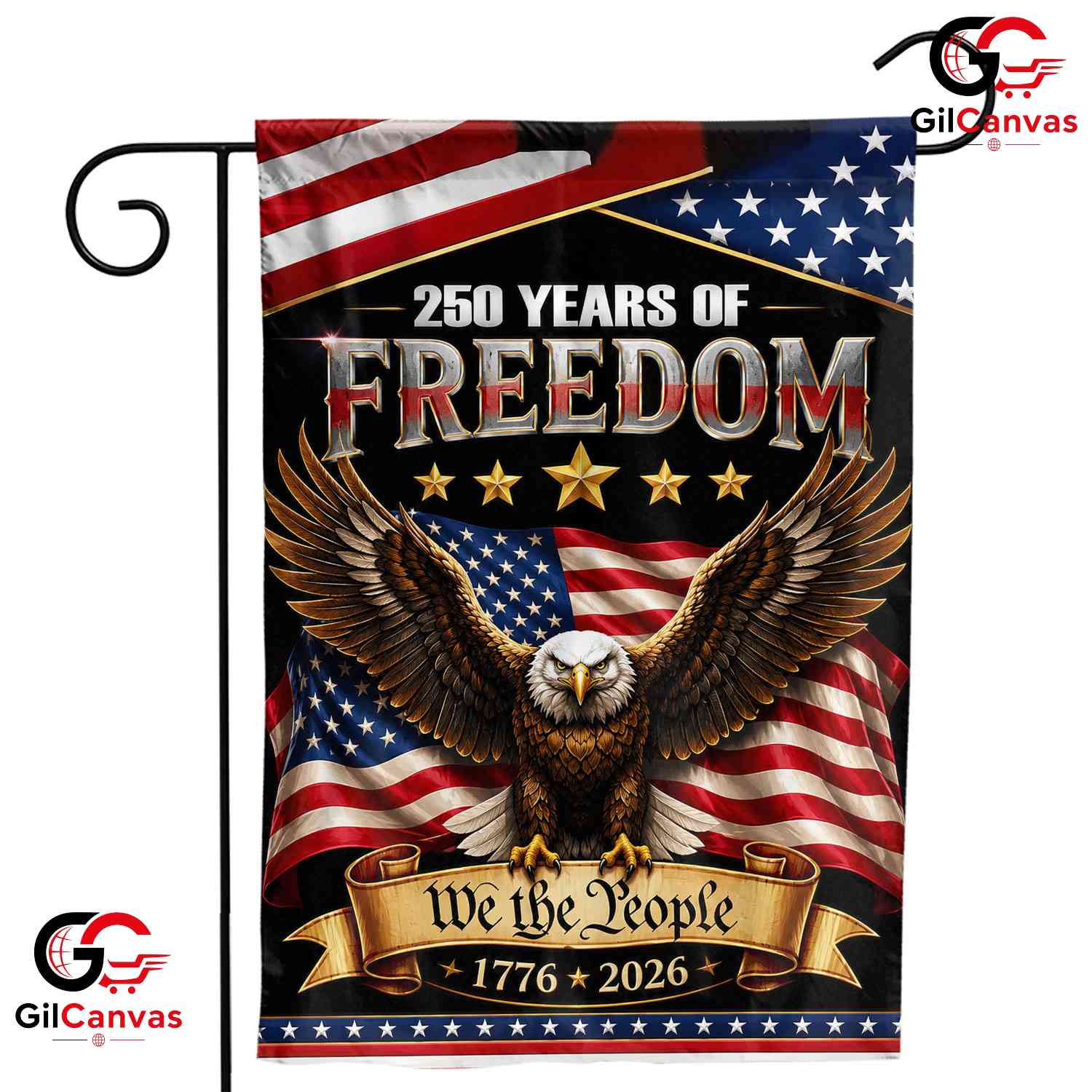 250 Years of Freedom We The People Patriotic Bald Eagle Yard Sign Garden Flag