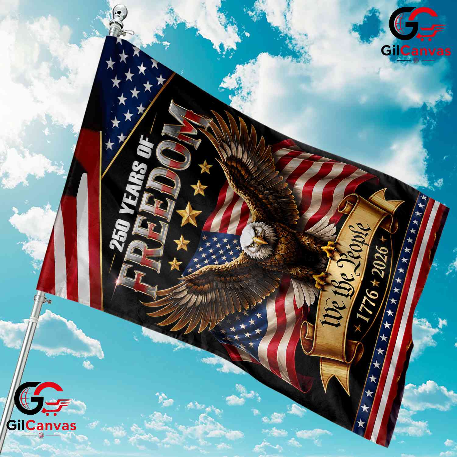 250 Years of Freedom We The People Patriotic Bald Eagle Yard Sign Garden Flag