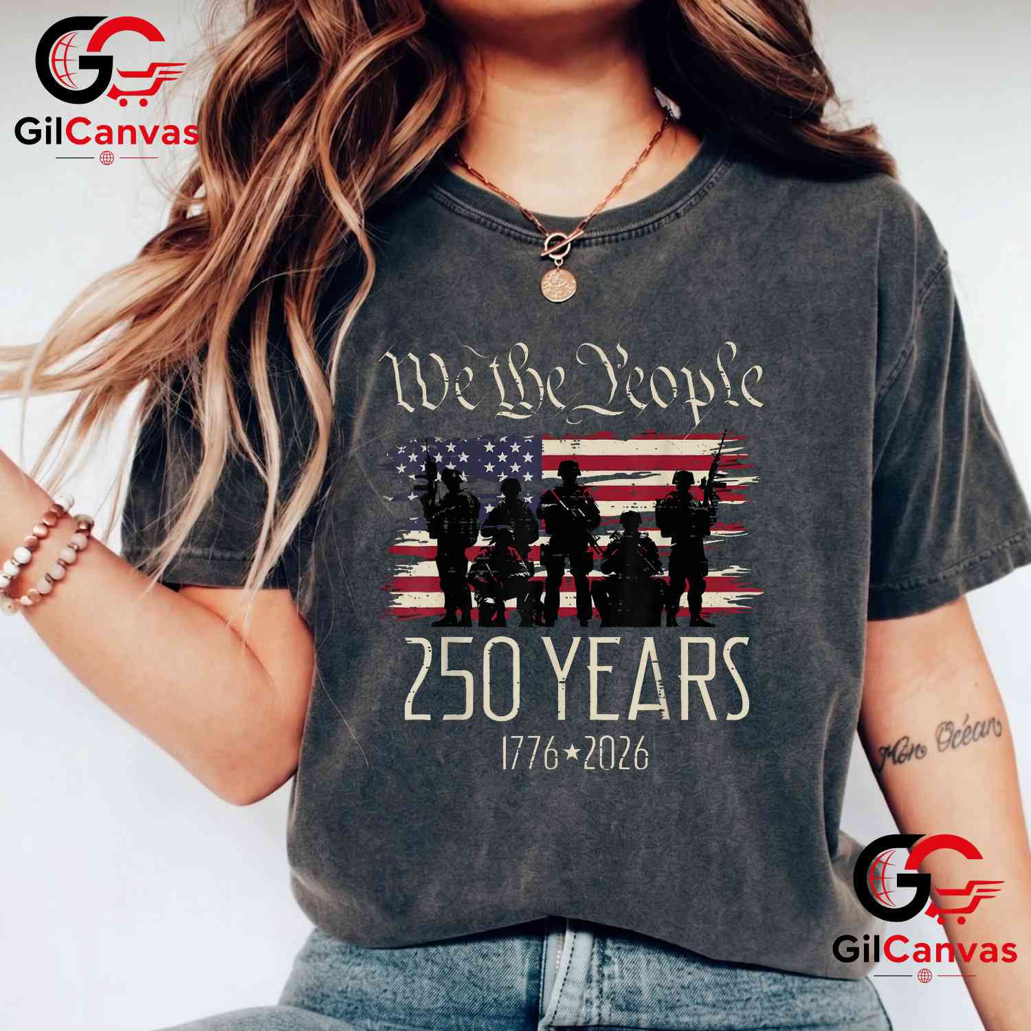 250th Anniversary American Birthday USA Flag 250 Years Unisex American Gift T-Shirt