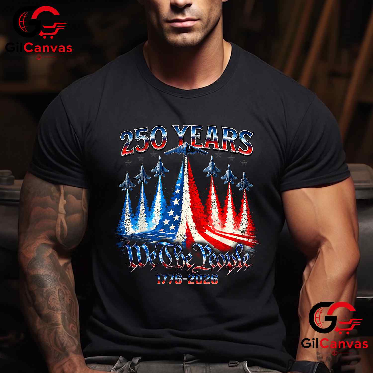 4th of July 250th Anniversary USA Flag America 250 Years Unisex USA Flag Graphic T-Shirt