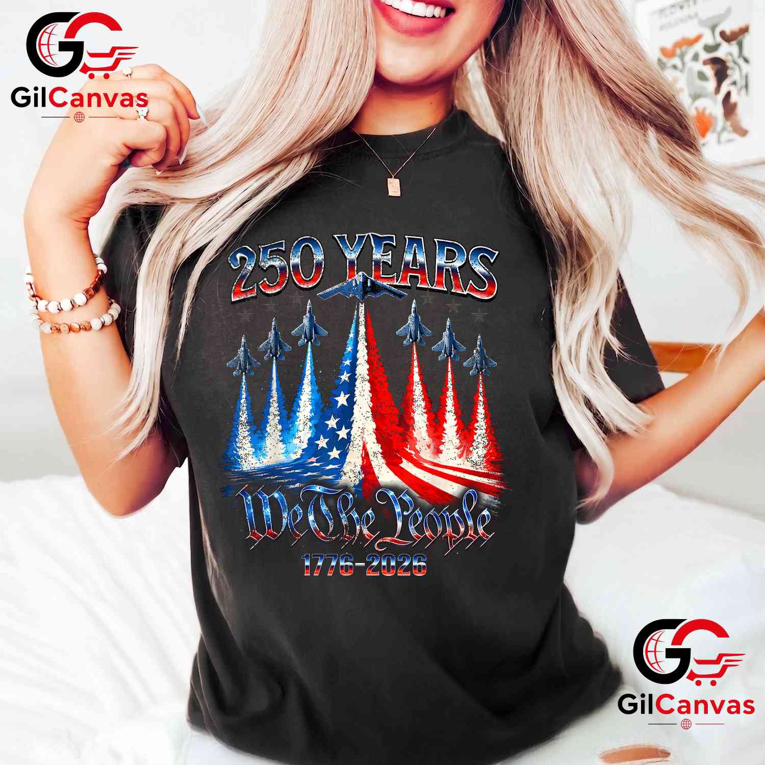 4th of July 250th Anniversary USA Flag America 250 Years Unisex USA Flag Graphic T-Shirt