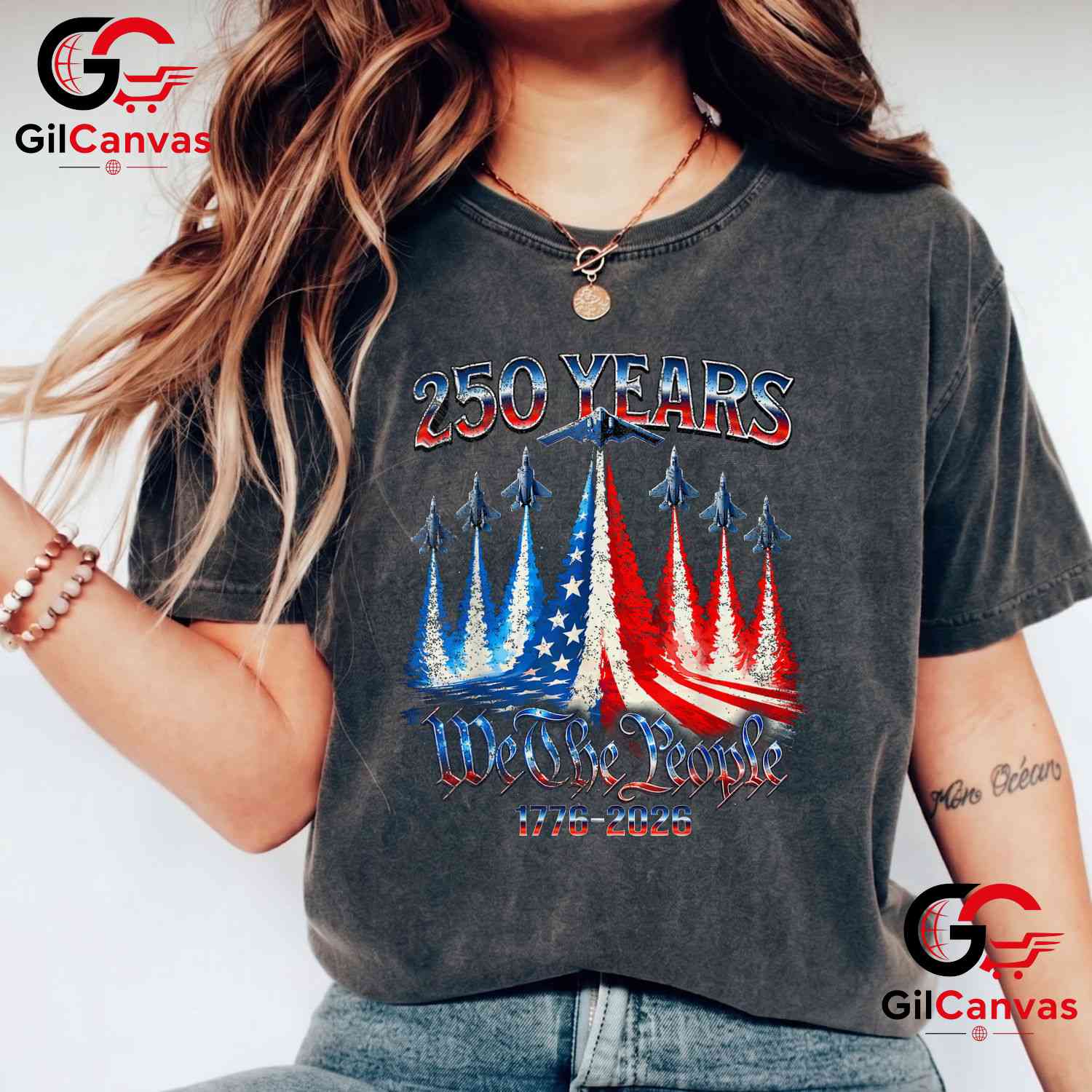 4th of July 250th Anniversary USA Flag America 250 Years Unisex USA Flag Graphic T-Shirt