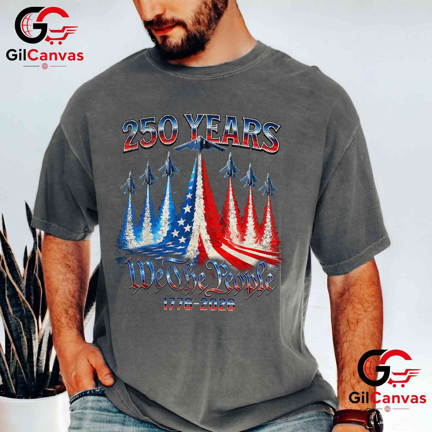 4th of July 250th Anniversary USA Flag America 250 Years Unisex USA Flag Graphic T-Shirt