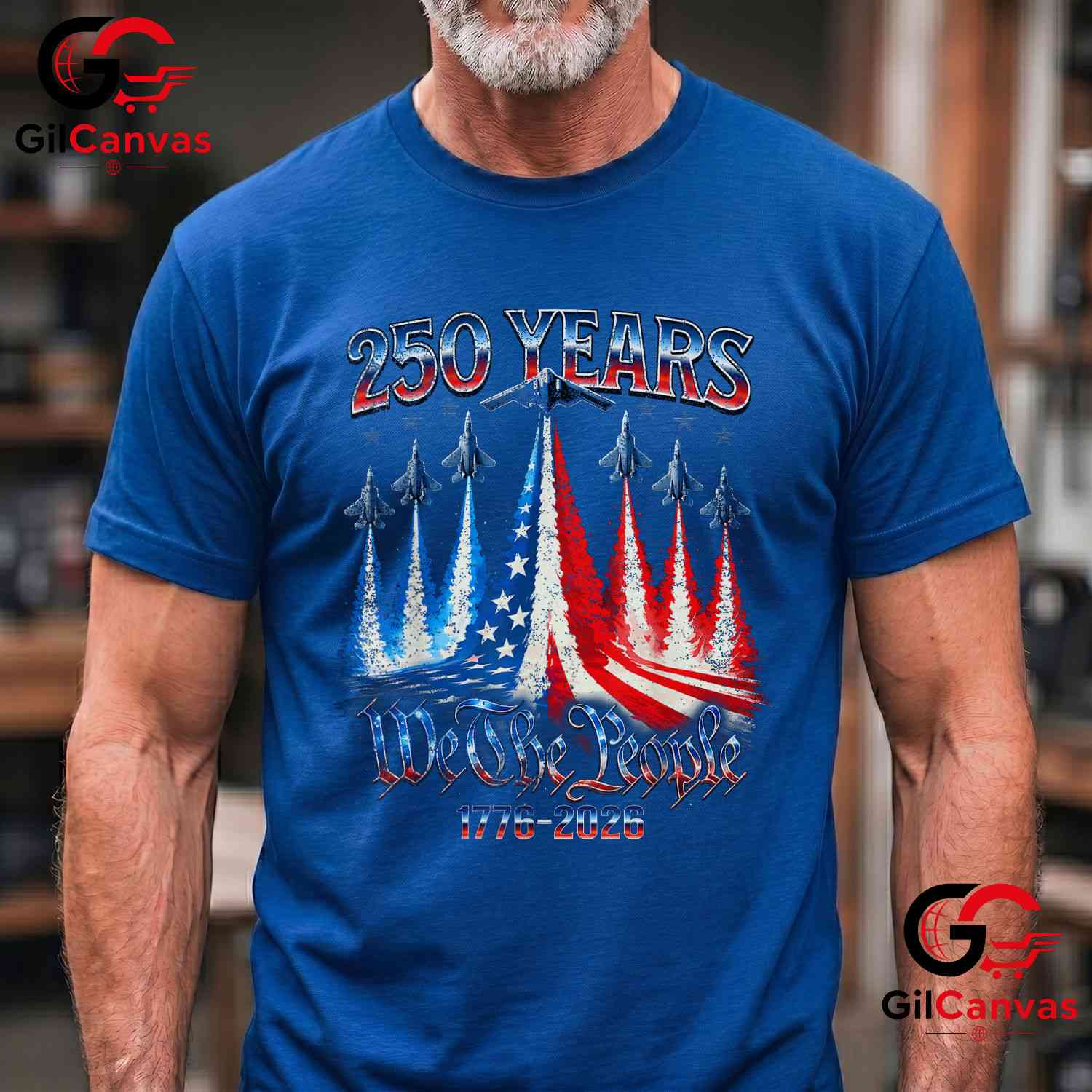 4th of July 250th Anniversary USA Flag America 250 Years Unisex USA Flag Graphic T-Shirt