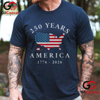 4th of July America 250 Years Anniversary 1776-2026 Unisex Patriotic Graphic T-Shirt