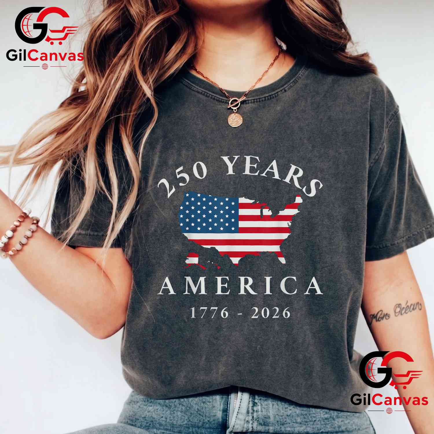 4th of July America 250 Years Anniversary 1776-2026 Unisex Patriotic Graphic T-Shirt