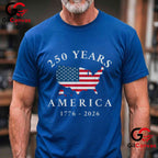 4th of July America 250 Years Anniversary 1776-2026 Unisex Patriotic Graphic T-Shirt
