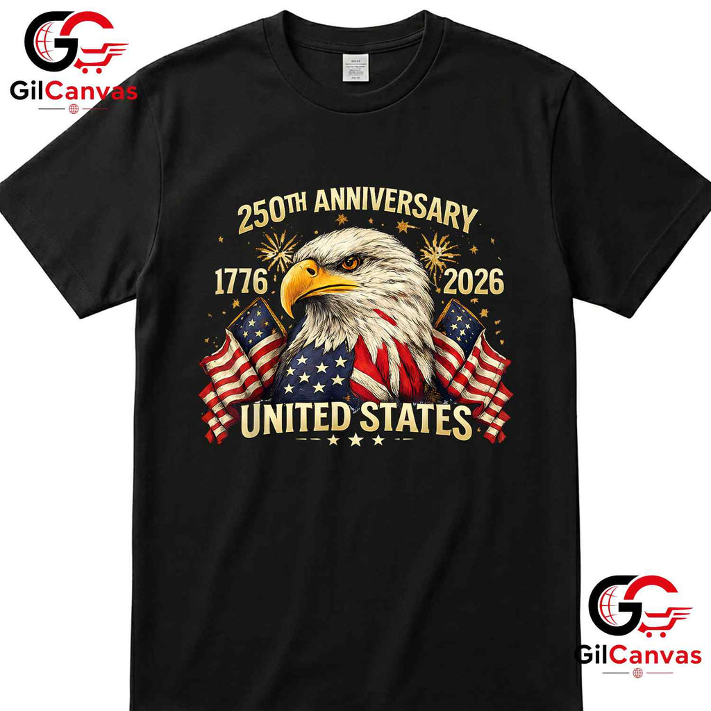 America 250 Years Anniversary 1776-2026 USA Flag Patriotic Unisex Men Women T-Shirt