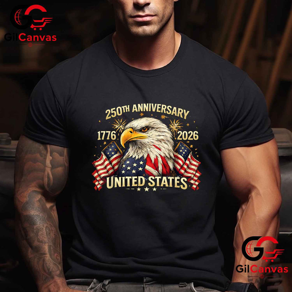 America 250 Years Anniversary 1776-2026 USA Flag Patriotic Unisex Men Women T-Shirt