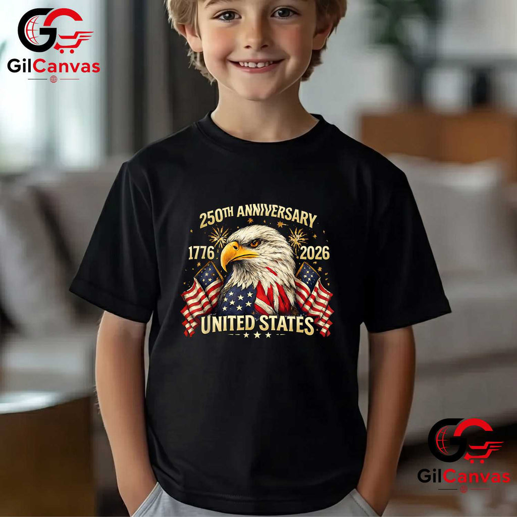America 250 Years Anniversary 1776-2026 USA Flag Patriotic Unisex Men Women T-Shirt
