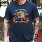 America 250 Years Anniversary 1776-2026 USA Flag Patriotic Unisex Men Women T-Shirt