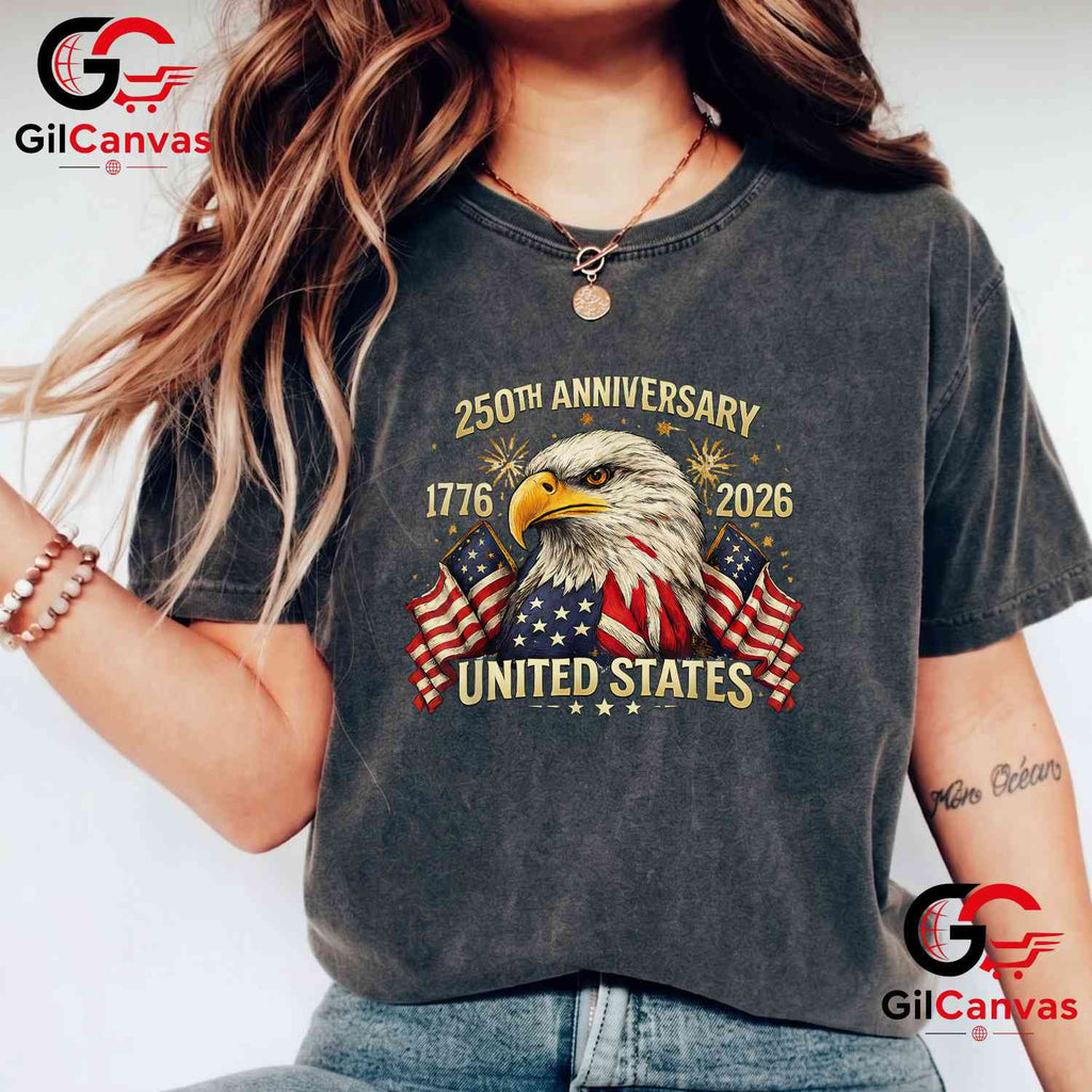 America 250 Years Anniversary 1776-2026 USA Flag Patriotic Unisex Men Women T-Shirt