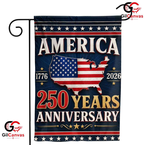 America 250 Years Anniversary Garden Flag USA Map Semiquincentennial Yard Sign