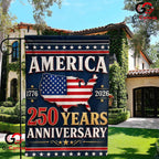 America 250 Years Anniversary Garden Flag USA Map Semiquincentennial Yard Sign