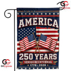 America 250 Years Crossed Flags Semiquincentennial Patriotic Sign Garden Flag
