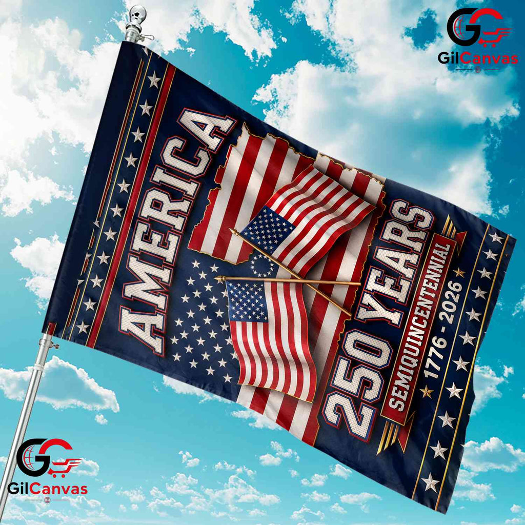 America 250 Years Crossed Flags Semiquincentennial Patriotic Sign Garden Flag