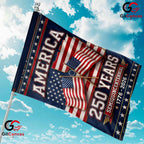 America 250 Years Crossed Flags Semiquincentennial Patriotic Sign Garden Flag