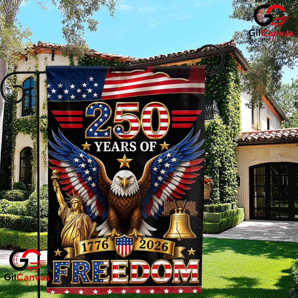 America 250 Years Freedom Patriotic Liberty Bell 1776-2026 Decor Garden Flag