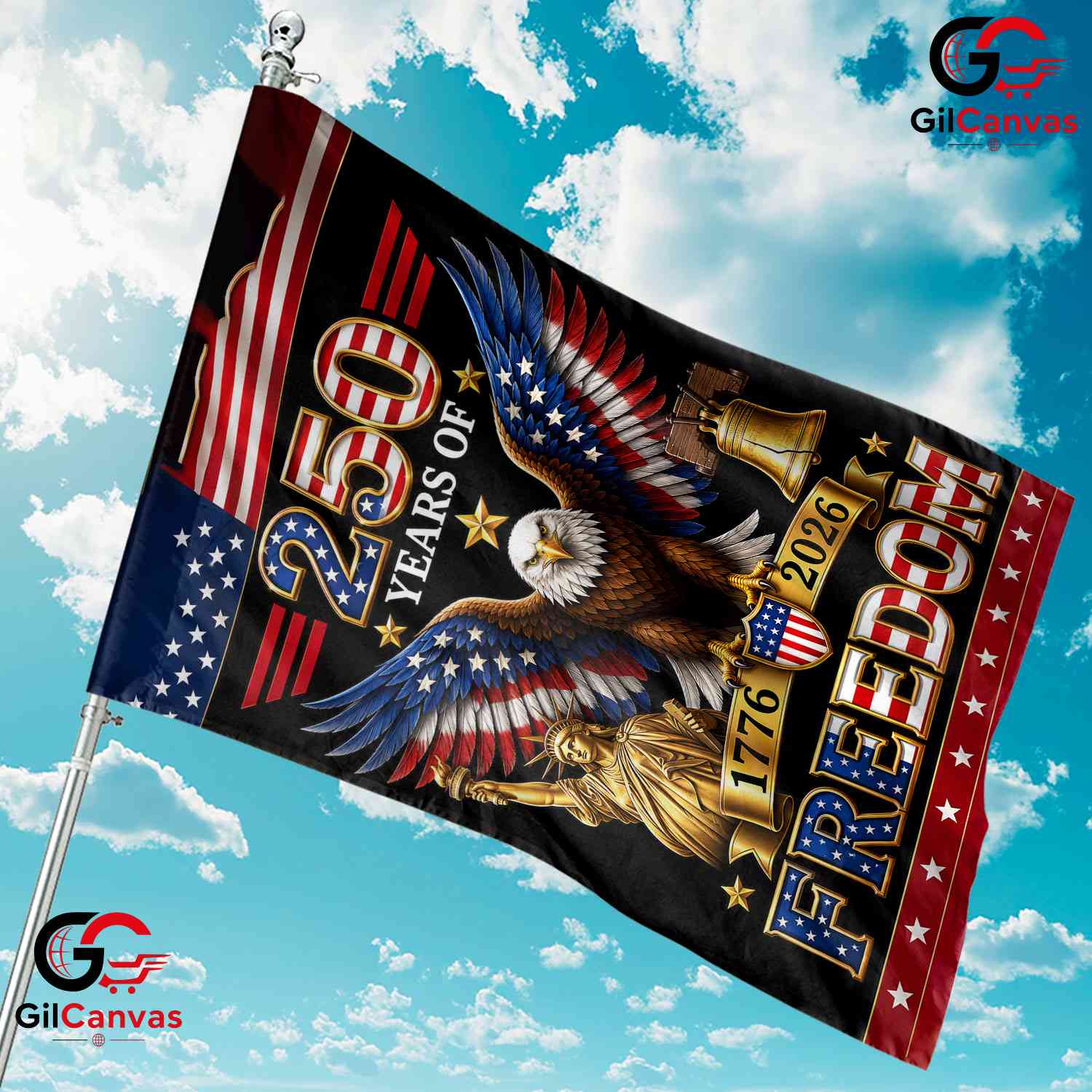 America 250 Years Freedom Patriotic Liberty Bell 1776-2026 Decor Garden Flag