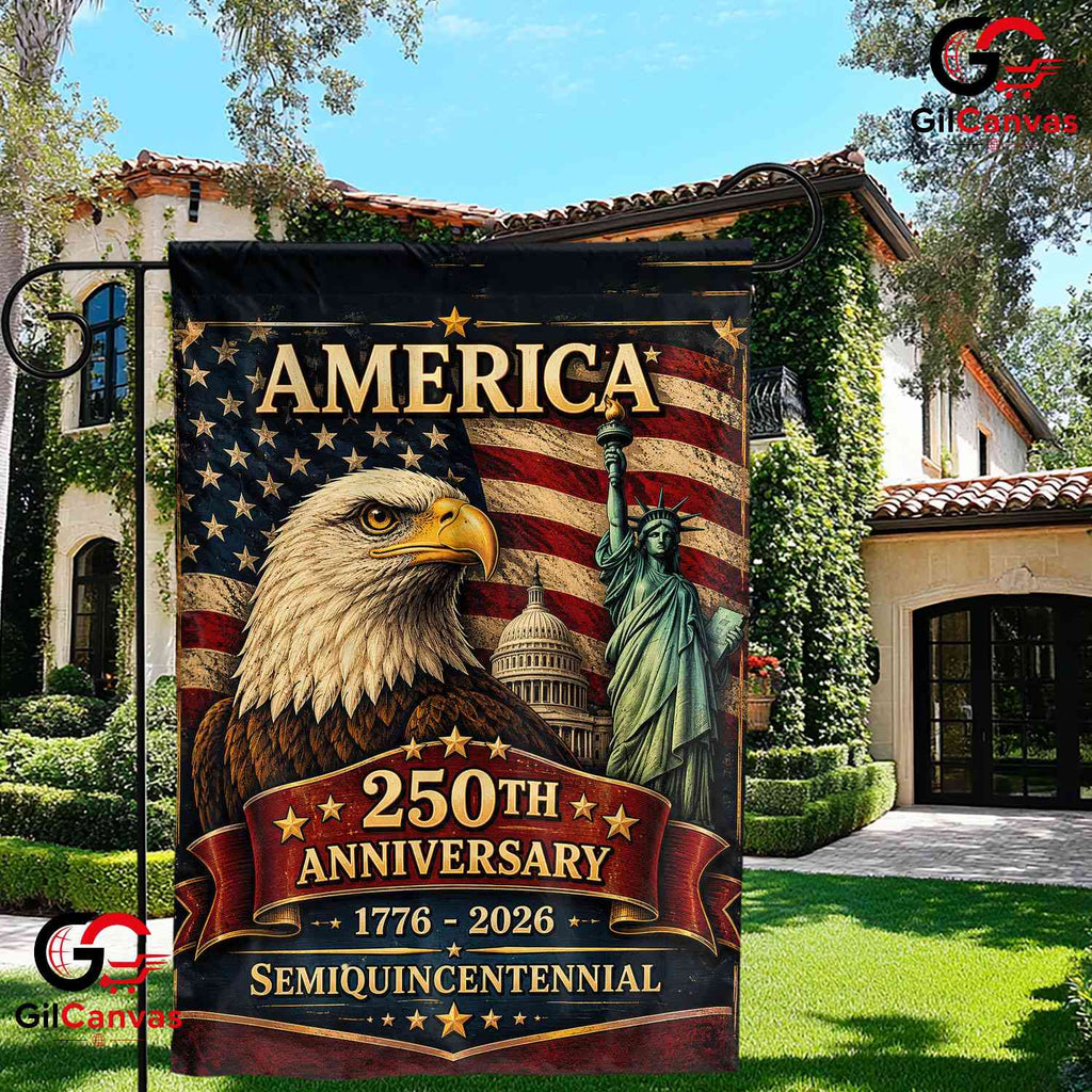 America 250th Anniversary Eagle Statue of Liberty Yard Banner Garden Flag