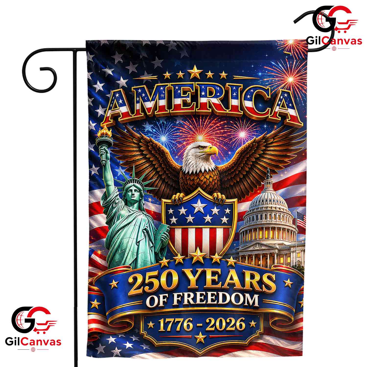 America 250th Anniversary Garden Flag Liberty Eagle Yard Banner Sign 1776-2026