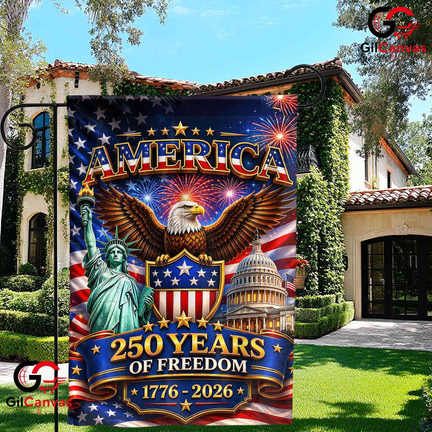 America 250th Anniversary Garden Flag Liberty Eagle Yard Banner Sign 1776-2026