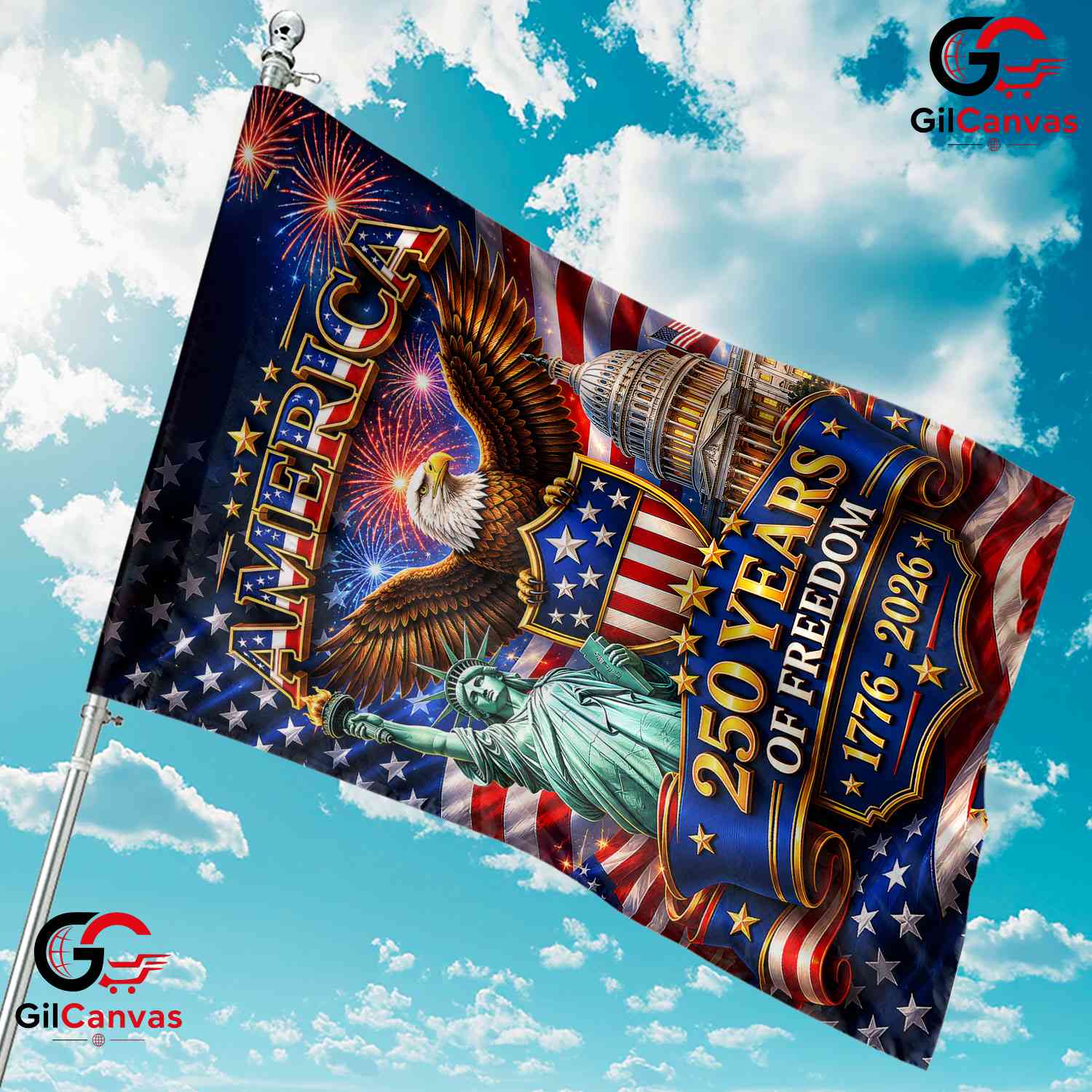 America 250th Anniversary Garden Flag Liberty Eagle Yard Banner Sign 1776-2026