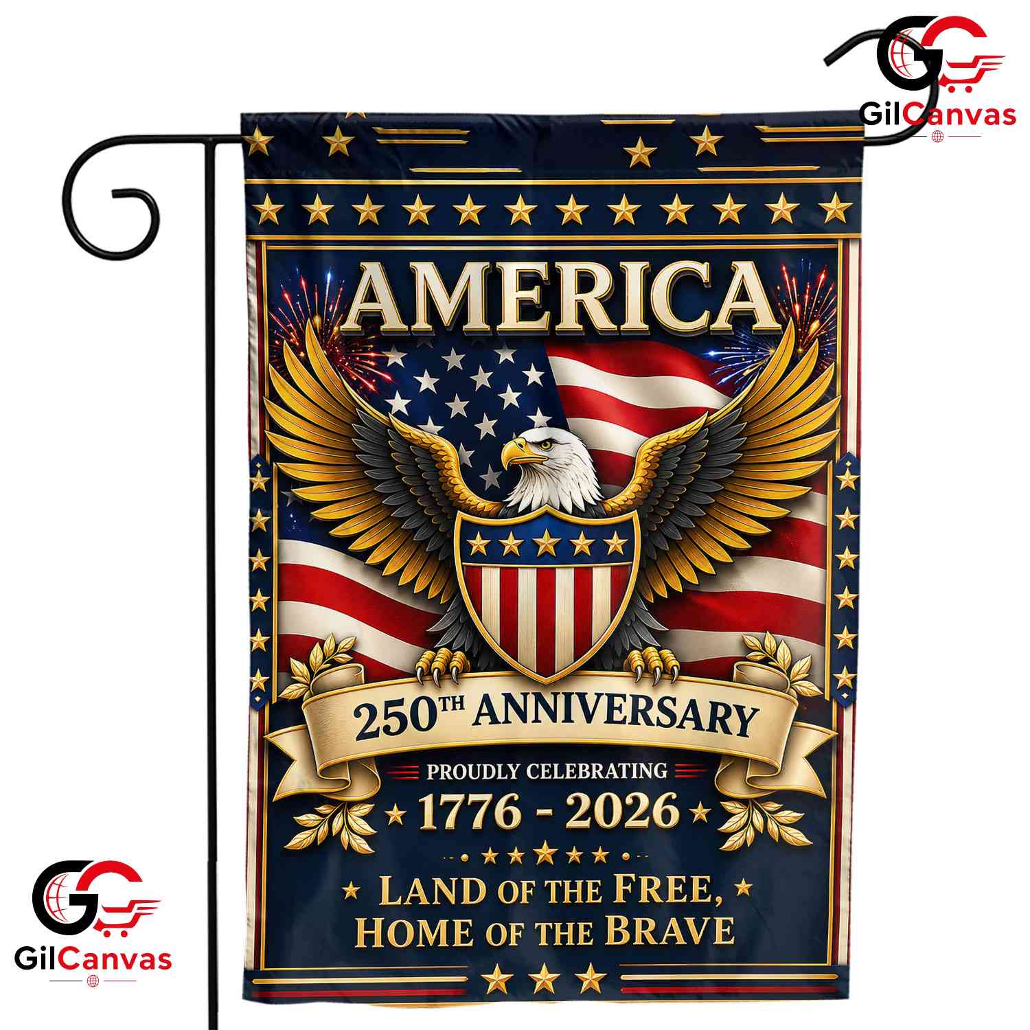 America 250th Anniversary Garden Flag Patriotic Eagle Yard Banner 1776-2026