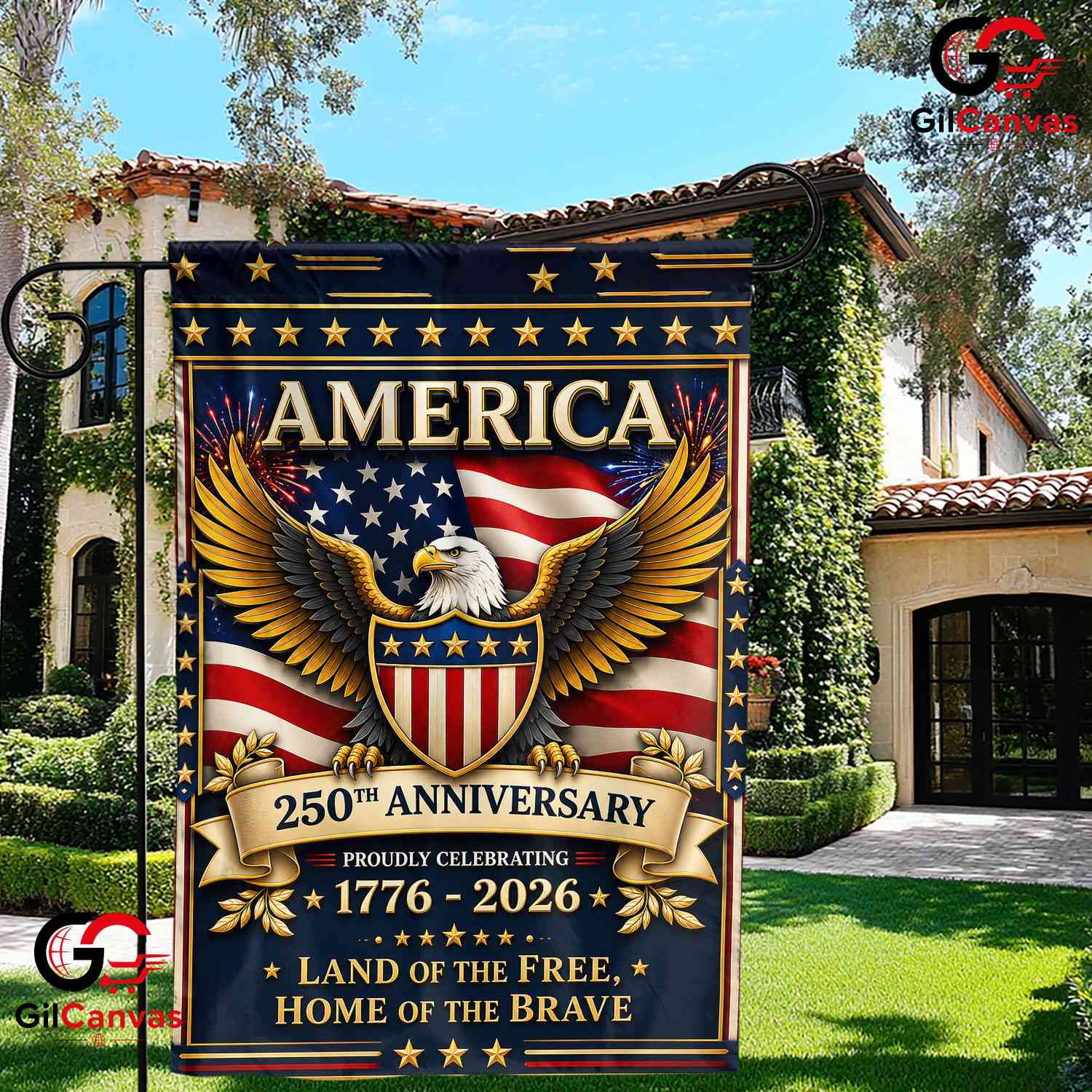 America 250th Anniversary Garden Flag Patriotic Eagle Yard Banner 1776-2026