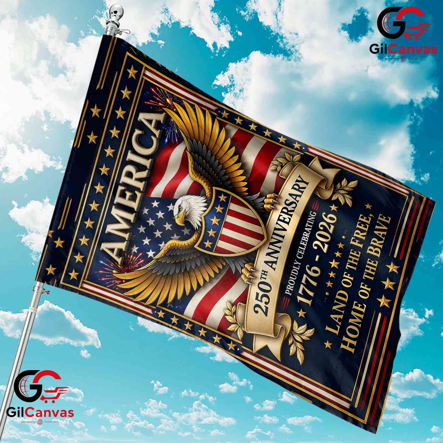 America 250th Anniversary Garden Flag Patriotic Eagle Yard Banner 1776-2026