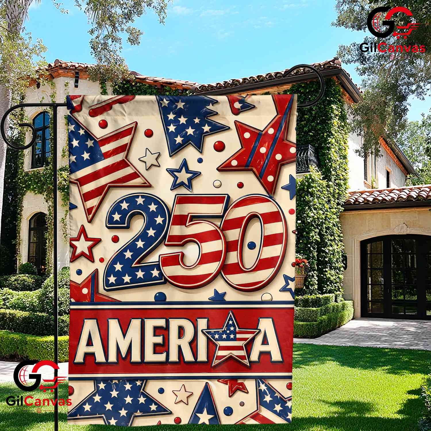 America 250th Anniversary Garden Flag Patriotic Stars And Stripes Yard Banner