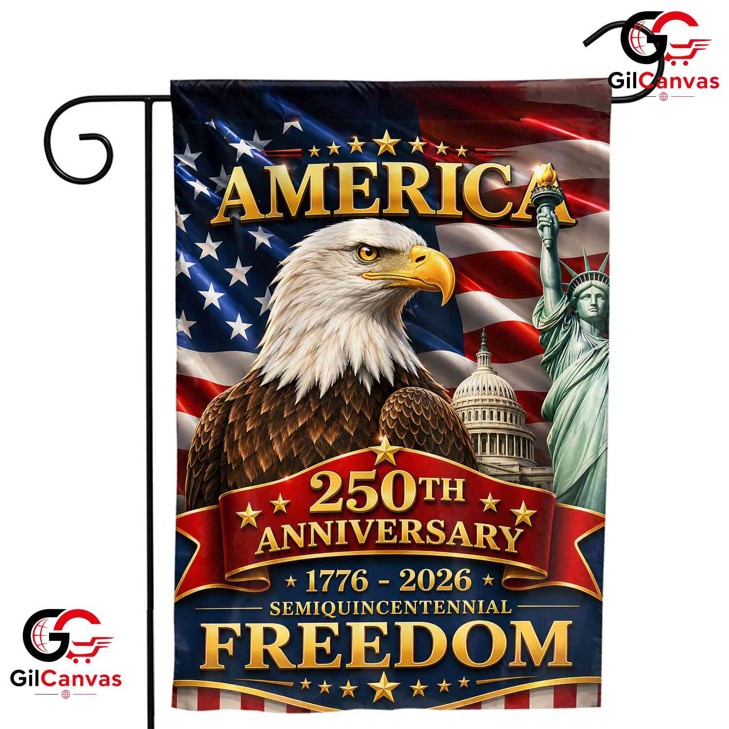 America 250th Anniversary Garden Flag Semiquincentennial Freedom Yard Banner