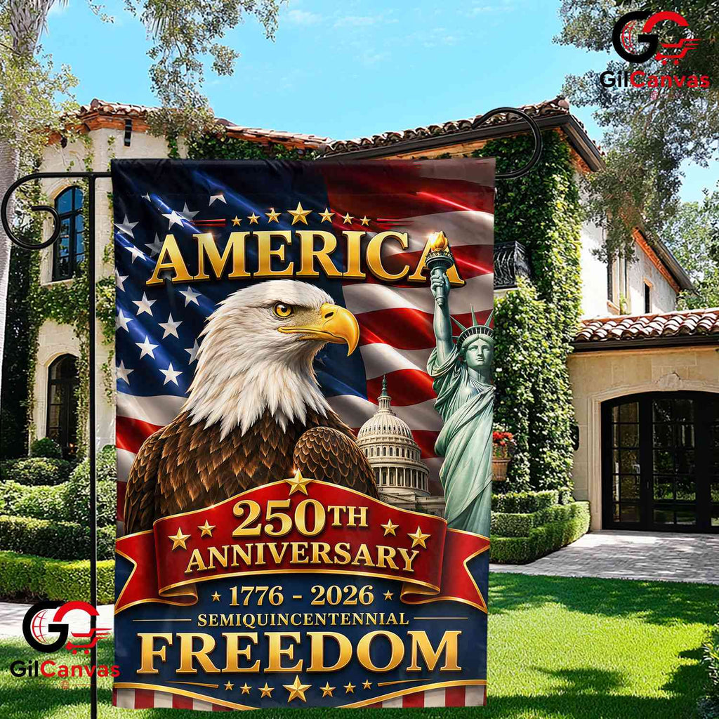 America 250th Anniversary Garden Flag Semiquincentennial Freedom Yard Banner