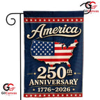America 250th Anniversary Garden Flag USA Map Semiquincentennial Banner Sign