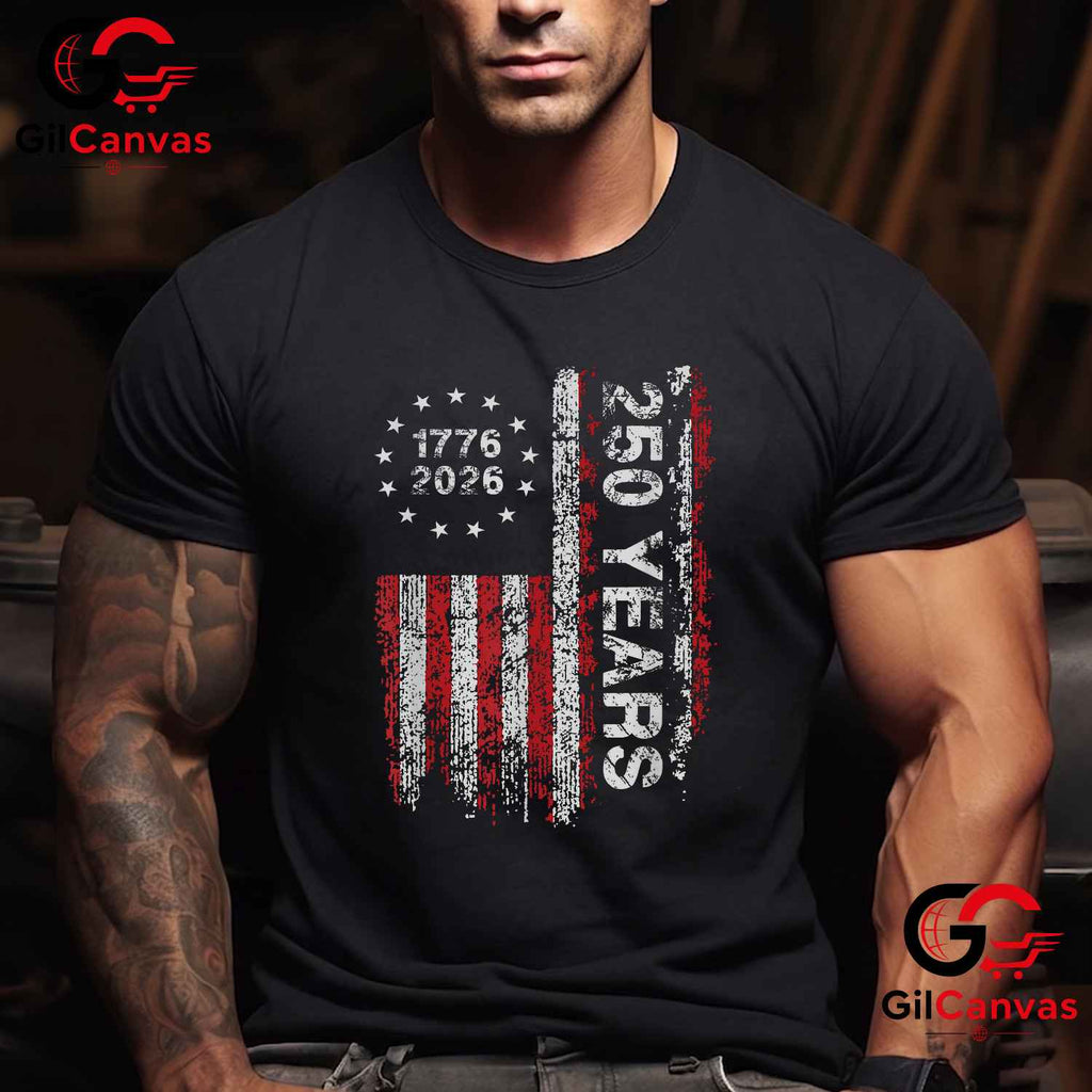 America 250th Anniversary Independence Day Freedom Unisex Adult Vintage Patriotic T-Shirt