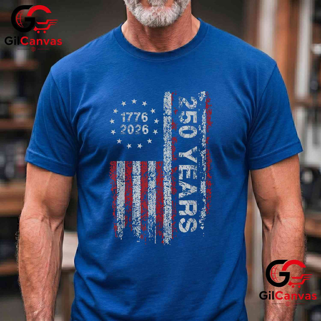 America 250th Anniversary Independence Day Freedom Unisex Adult Vintage Patriotic T-Shirt