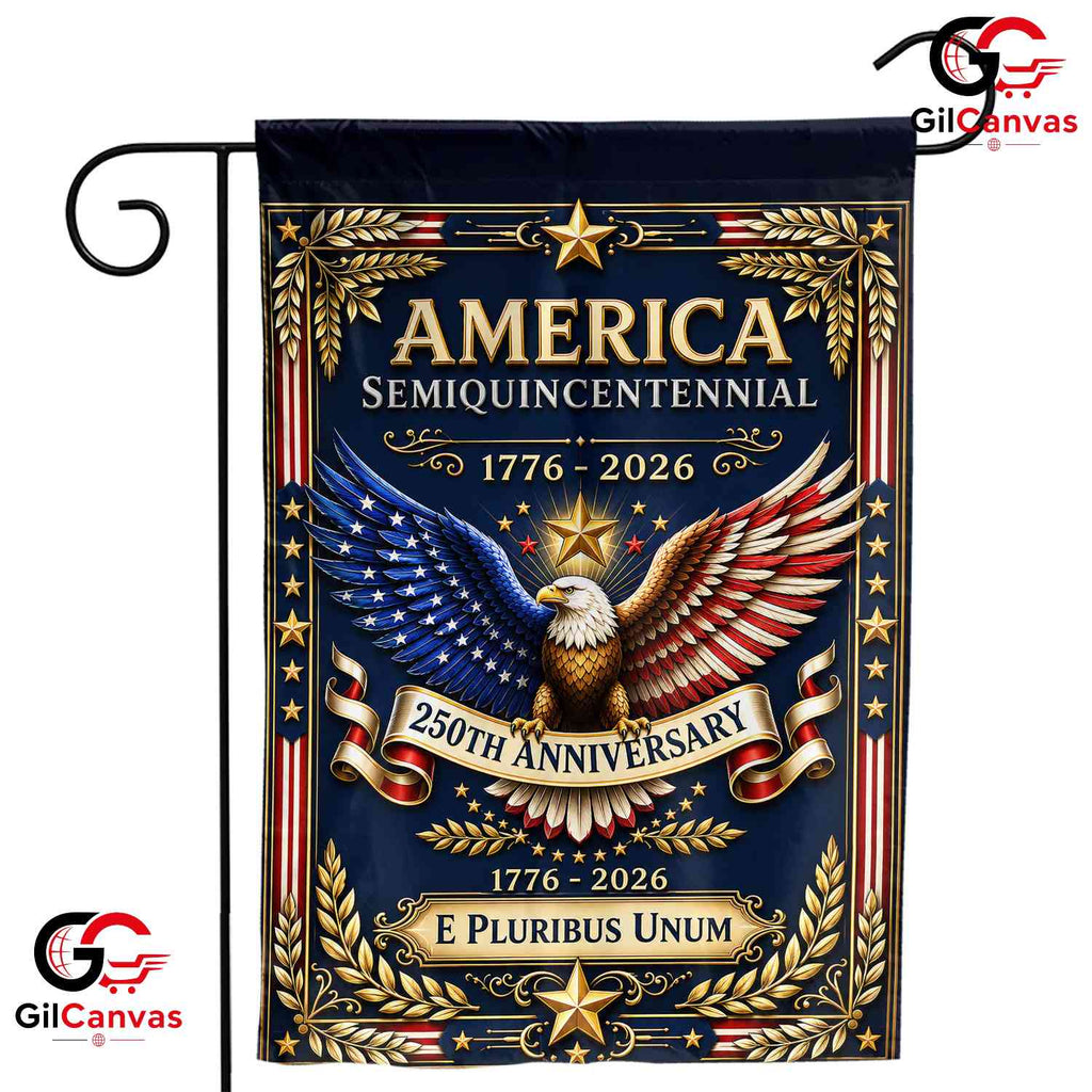 America Semiquincentennial E Pluribus Unum Vintage 250th Anniversary Garden Flag