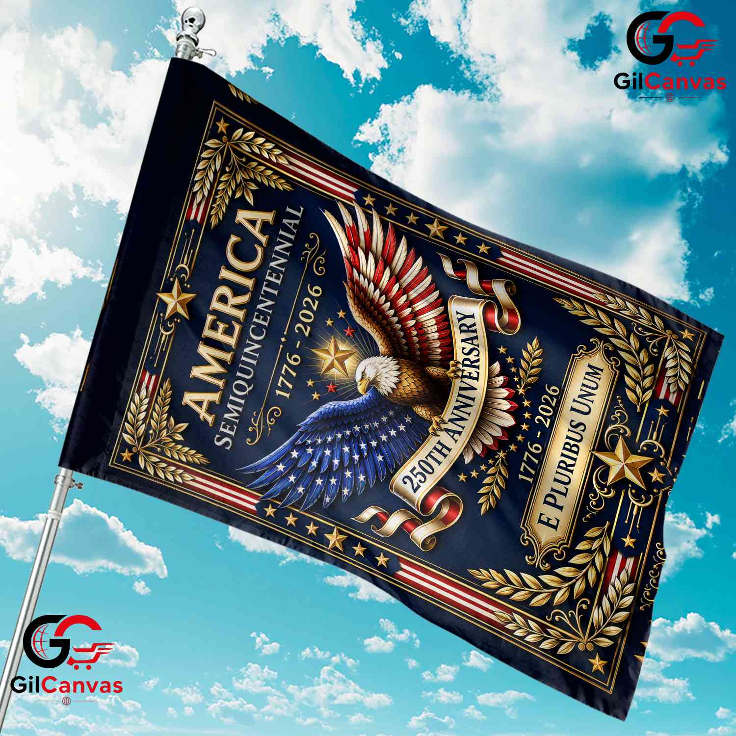 America Semiquincentennial E Pluribus Unum Vintage 250th Anniversary Garden Flag