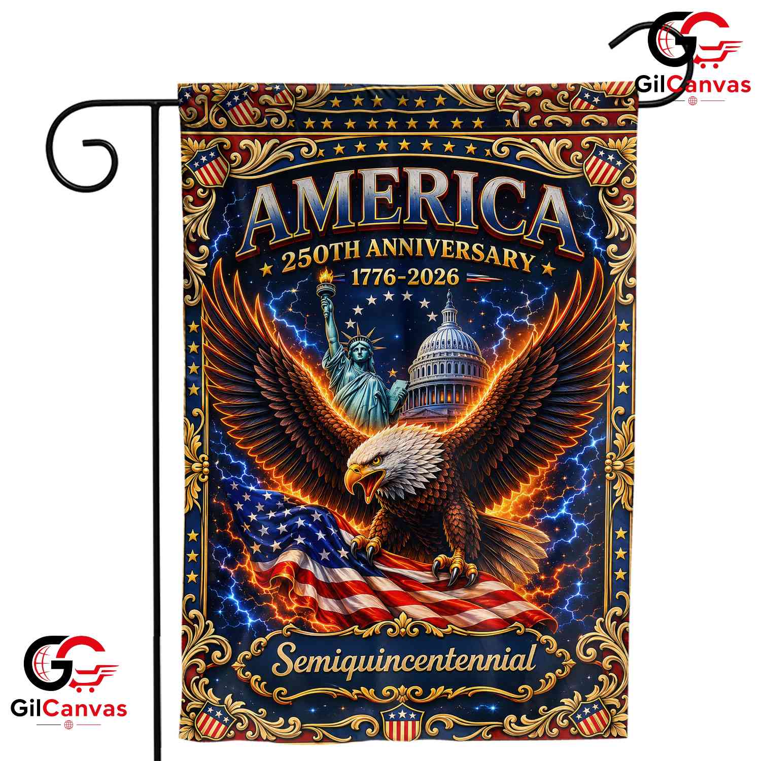 America Semiquincentennial Garden Flag Vintage Eagle 250th Yard Decor Signage