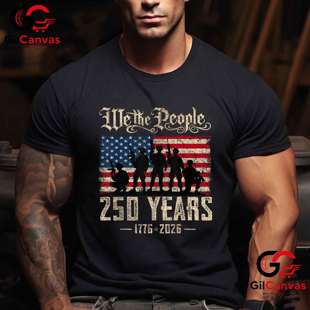 American Birthday USA Flag 250th Anniversary 250 Years Unisex Patriotic Graphic T-Shirt