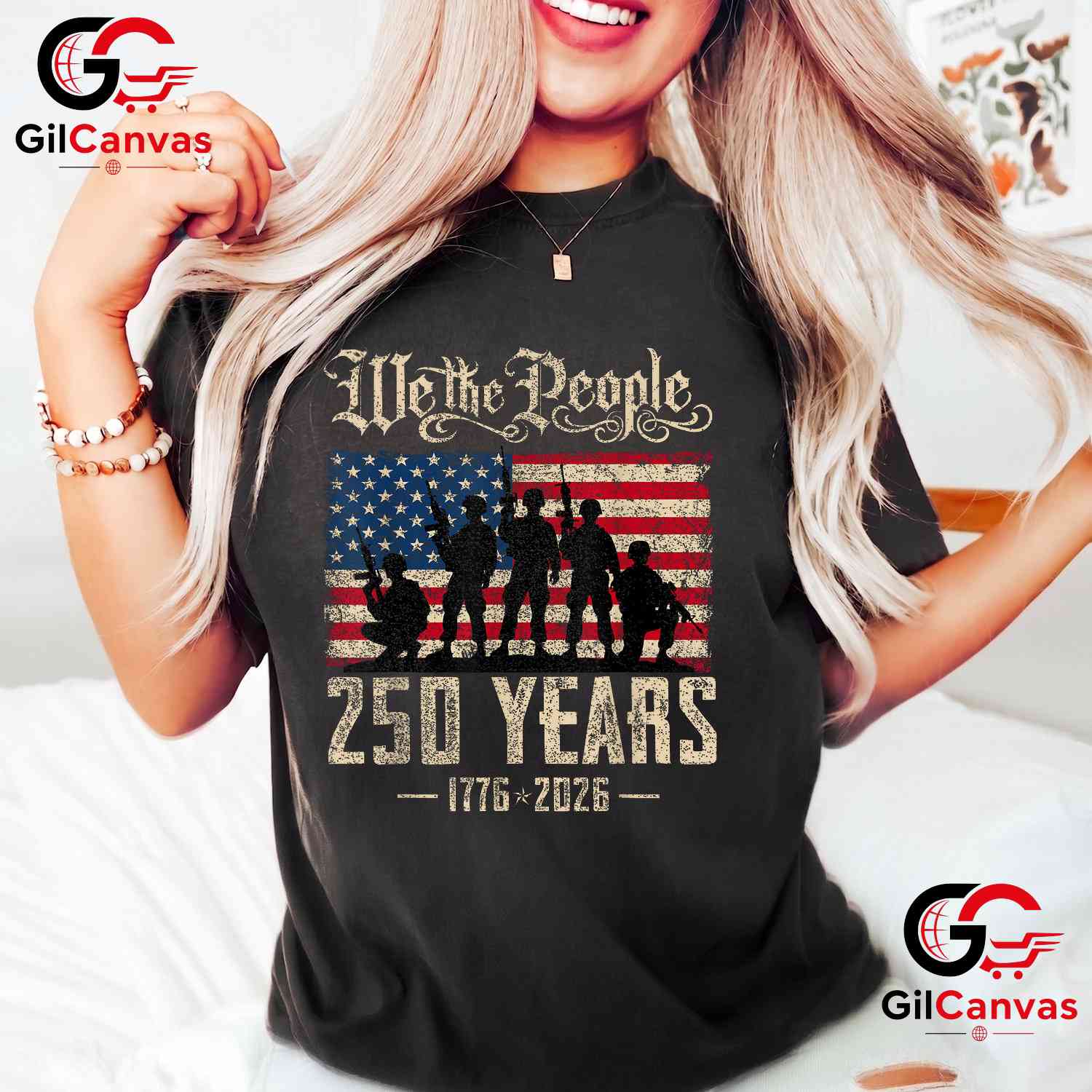 American Birthday USA Flag 250th Anniversary 250 Years Unisex Patriotic Graphic T-Shirt