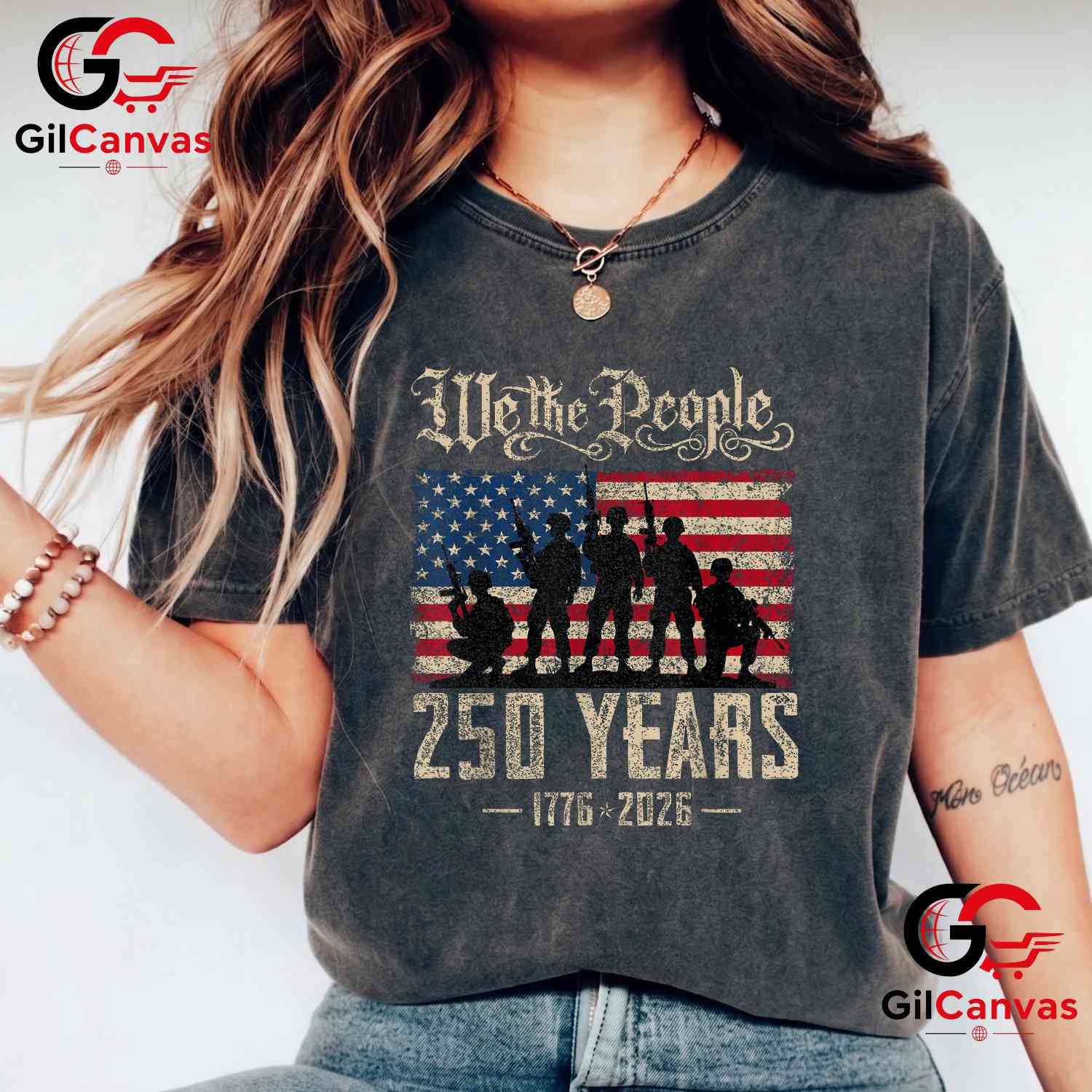 American Birthday USA Flag 250th Anniversary 250 Years Unisex Patriotic Graphic T-Shirt
