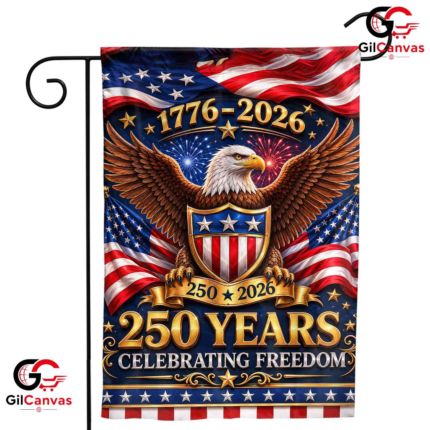 American Eagle Patriotic Celebrating Freedom 250 Years 1776-2026 Garden Flag