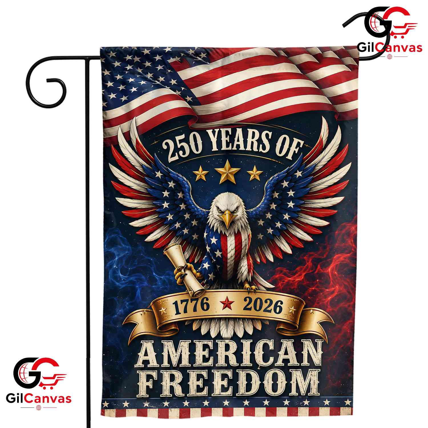 American Freedom 250th Garden Flag Patriotic Eagle Yard Banner Sign 1776-2026
