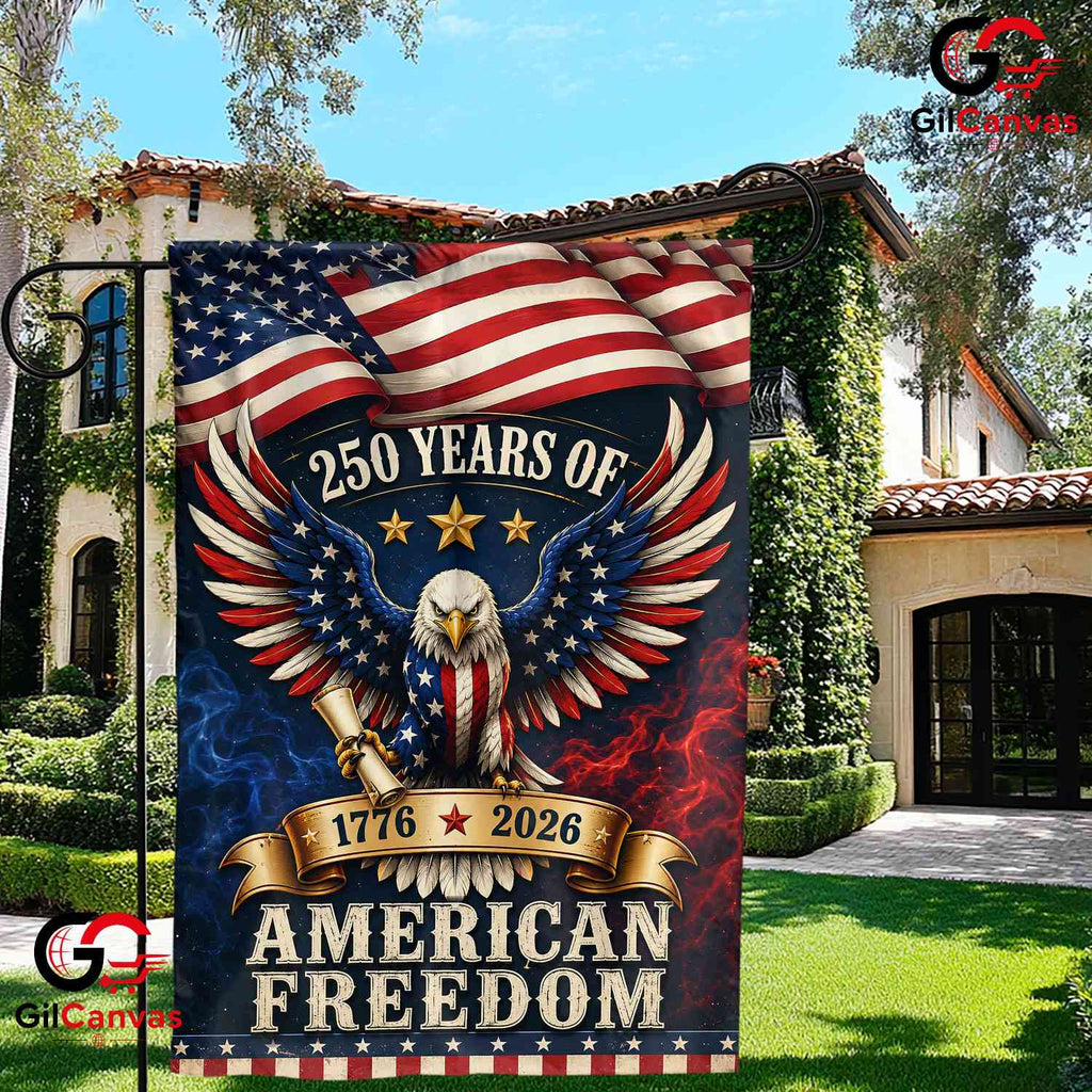 American Freedom 250th Garden Flag Patriotic Eagle Yard Banner Sign 1776-2026